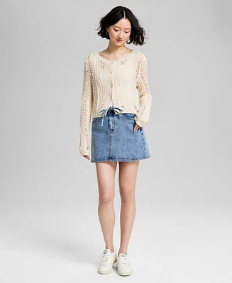 And Now This Women's Drawstring Denim Mini Skirt, Exclusively at Macy's