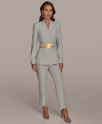 Donna Karan New York Womens Belted Blazer Straight Leg Trousers