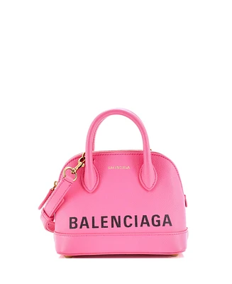 Pre-Owned Balenciaga Xxs Logo Ville Bag Leather