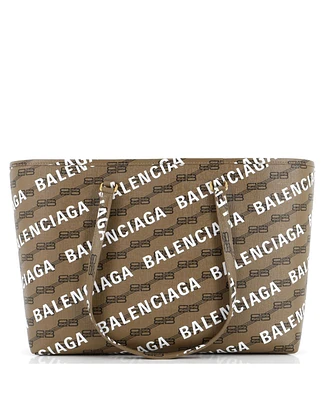 Pre-Owned Balenciaga Medium Signature East-West Shopper Tote Allover Logo Bb Monogram Coated Canvas