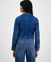 Hugo Women's Cropped Mandarin-Collar Denim Jacket