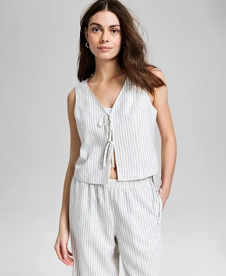 And Now This Women's Striped Tie-Front Vest, Regular & Petites, Exclusively at Macy's