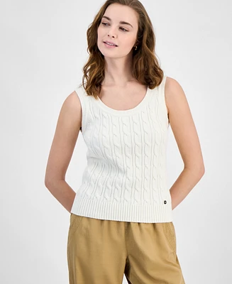Tommy Hilfiger Women's Cotton Cable-Knit Sweater Tank Top