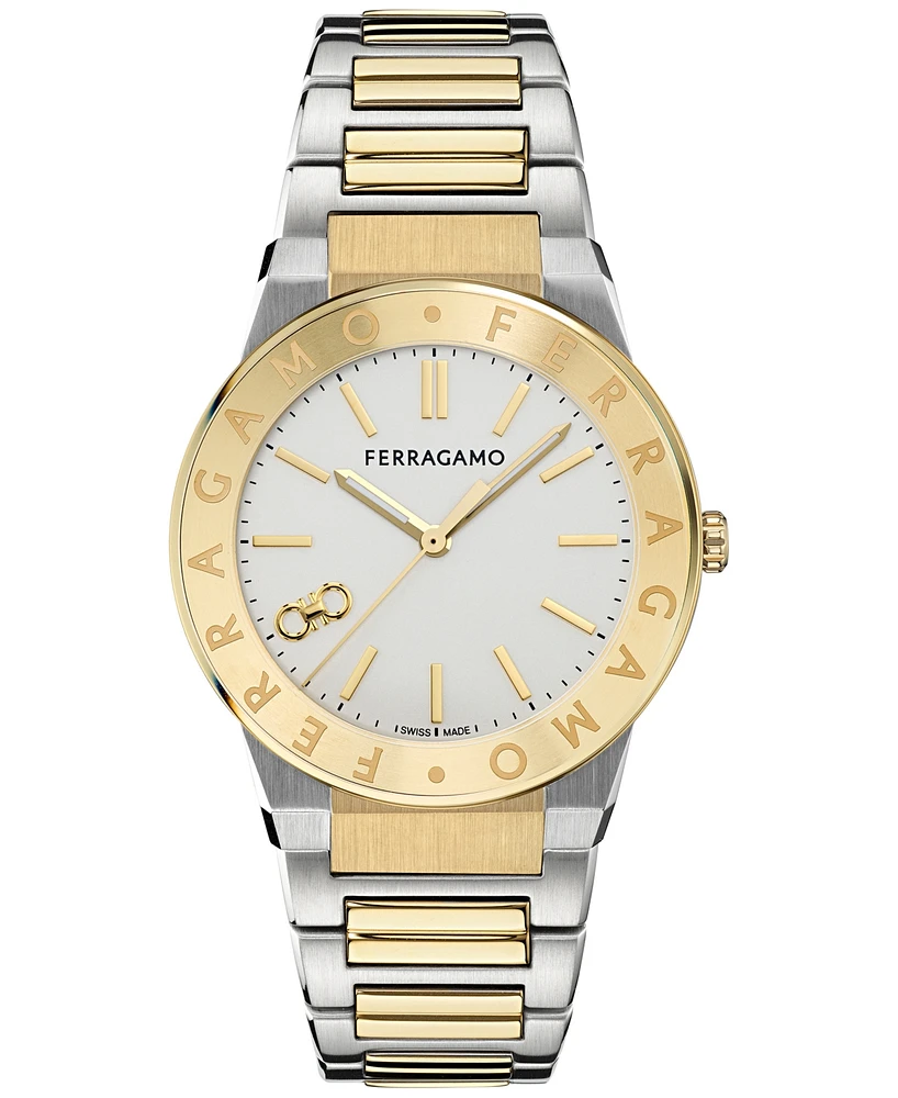 Ferragamo Men's Swiss Sapphire Logo Two-Tone Stainless Steel Bracelet Watch 41mm