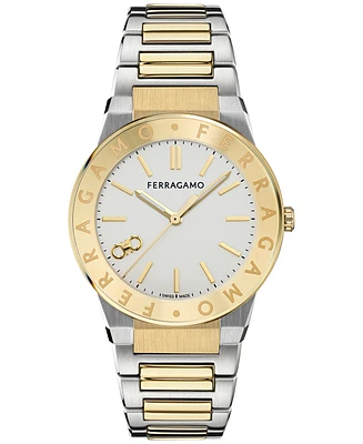 Ferragamo Men's Swiss Sapphire Logo Two-Tone Stainless Steel Bracelet Watch 41mm