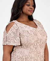 Alex Evenings Plus V-Neck A-Line Sequin Dress