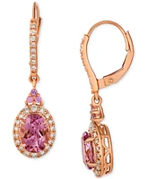 Le Vian Passion Fruit Tourmaline (2 ct. t.w.), Bubble Gum Pink Sapphire (1/10 ct. t.w.), & Nude Diamond (3/8 ct. t.w.) Halo Leverback Drop Earrings in