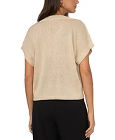 Vince Camuto Women's V-Neck Shine Short-Sleeve Sweater