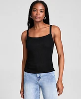 And Now This Women's Ribbed Square-Neck Top, Regular & Petites, Exclusively at Macy's