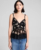 And Now This Women's Lace-Trim Floral Print Sleeveless Top, Exclusively at Macy's