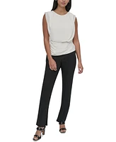 Dkny Petite Sleeveless Draped-Front Blouse