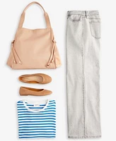 On 34th Womens Knit Easy Short Sleeve Striped T Shirt High Rise Wide Leg Jeans Jyyll Large Solid Tote With Removable Pouch Friyaa Woven Flats Exclusively At Macys
