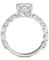 Charles & Colvard Moissanite Cushion & Round Engagement Ring (3-1/2 ct. t.w. Diamond Equivalent) in 14k White Gold