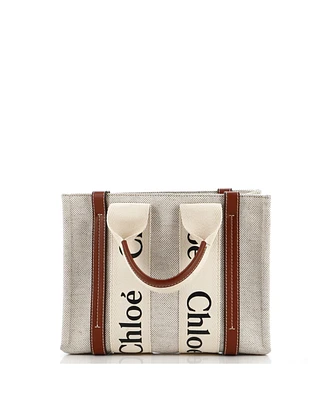 Pre-Owned Chloe Small Woody Tote Canvas with Leather