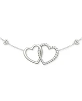 Charles & Colvard Moissanite Linked Hearts Pendant Necklace (3/8 ct. t.w.) in Sterling Silver, 18"