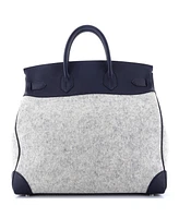 Pre-Owned HERMES Hac 40 Handbag Todoo Wool and Blue Togo with Palladium Hardware