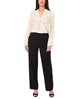 Vince Camuto Women's Printed V-Neck Long-Sleeve Top