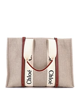 Pre-Owned Chloe Woody Tote Canvas with Leather