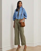 Lauren Ralph Petite Cotton Poplin Blouson-Sleeve Shirt