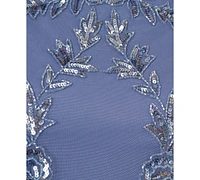Papell Studio Women's Beaded Flutter-Sleeve Blouson Gown