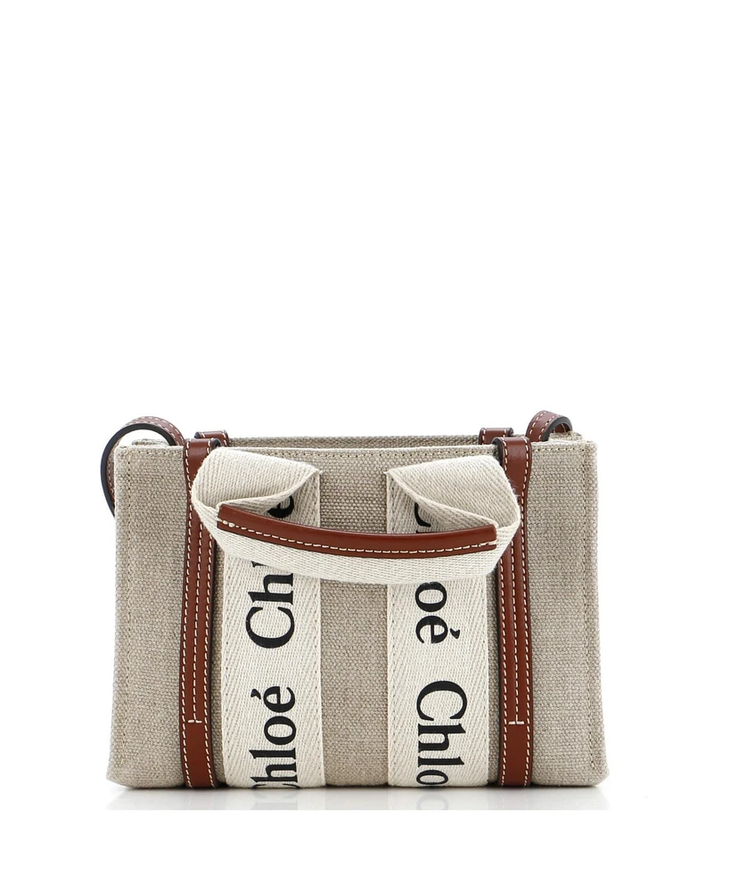 Pre-Owned Chloe Mini Woody Convertible Tote Canvas with Leather