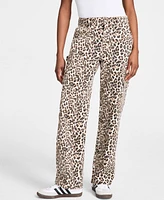 Bar Iii Women's Cheetah Print Cargo Jeans, Exclusively at Macy's