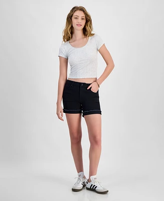 Celebrity Pink Juniors Mid Rise Frayed Cuff Shorts