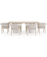 Lunare 7-Pc. Dining Set (Rectangular Table & 6 Rolled Back Chairs)