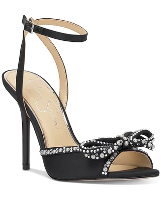 Jessica Simpson Women's Nolira Two-Piece Rhinestone Bow Dress Sandals
