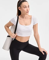 Ideology Women's Soft Rib Short-Sleeve Crop Top, Exclusively at Macy's