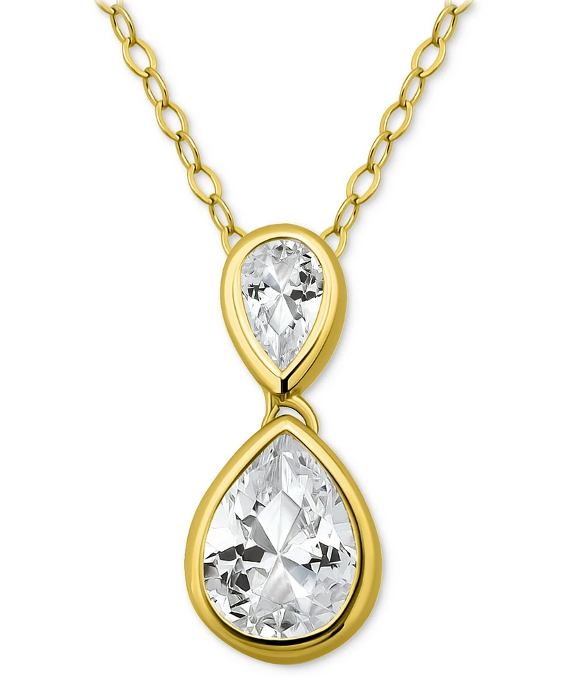 Giani Bernini Cubic Zirconia Pear Pendant Necklace (3-3/4 ct. t.w.) Sterling Silver, 16" + 2" extender