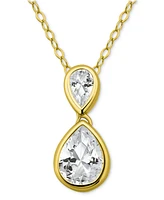 Giani Bernini Cubic Zirconia Pear Pendant Necklace (3-3/4 ct. t.w.) Sterling Silver, 16" + 2" extender