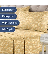 4 Piece Microfiber Floral Sheet Set