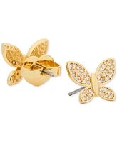 Kate Spade New York Lucky Charm Gold-Tone Pave Crystal Butterfly Stud Earrings