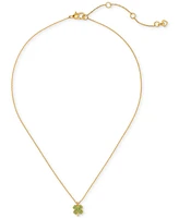 Kate Spade New York Lucky Charm Gold-Tone Pave Crystal Clover Pendant Necklace, 16" + 3" extender