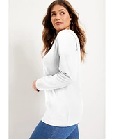 June + Vie Women's Plus Long-Sleeve Crewneck One Only Tee