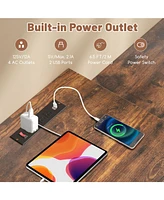 2-Person Computer Desk with Power Outlet and Printer Stand for Shared or Home Office Use