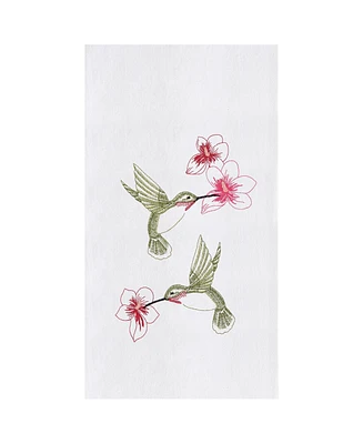 Hummingbird Flower Embroidered Flour Sack Cotton Kitchen Towel