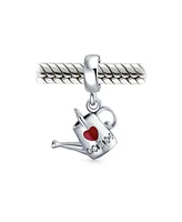 Bling Jewelry Love Red Heart Watering Can Dangle Charm Bead Enamel Sterling Silver for Bracelet