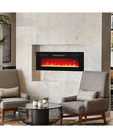 Recessed Electric Fireplace Heater with Led Strip Lights and Remote Control for Modern, Customizable Heating Experience