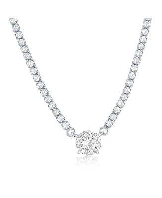 Sterling Silver, Round Cz, Tennis Necklace