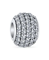 Bling Jewelry Sparkling Dome Crystal Bead Charm Spacer Sterling Silver for European Bracelet