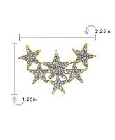 Bling Jewelry Large Statement Celestial Patriotic Usa Rock Star Crystal Stars Brooche Pin