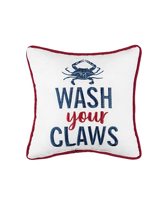 10" x 10" Wash Your Claws Embroidered Small Petite Throw Pillow