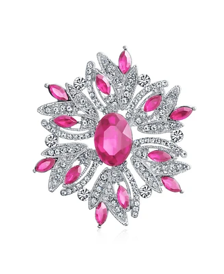 Bling Jewelry Crystal Flower Art Deco Brooch Pin Scarves