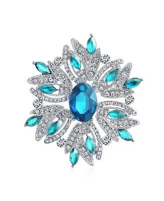 Bling Jewelry Crystal Flower Art Deco Brooche Pin for Scarves