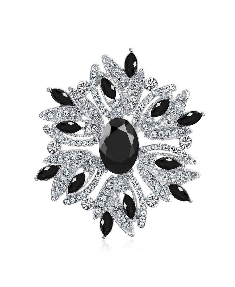 Bling Jewelry Crystal Flower Art Deco Brooch Pin Scarves