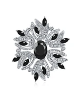 Bling Jewelry Crystal Flower Art Deco Brooch Pin Scarves