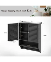 2-Door Bathroom Wall-Mounted Medicine Cabinet with Towel Bar for Convenient Storage and Organization