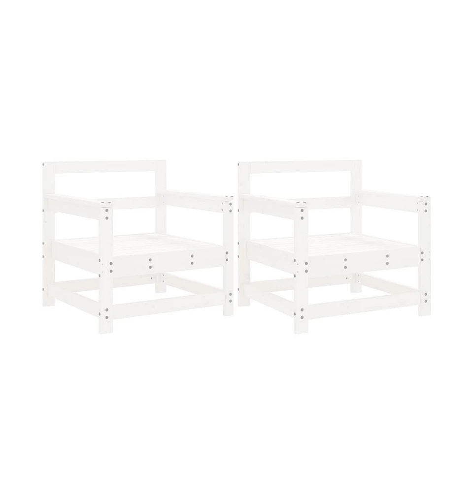 Patio Chairs 2 pcs White Solid Wood Pine